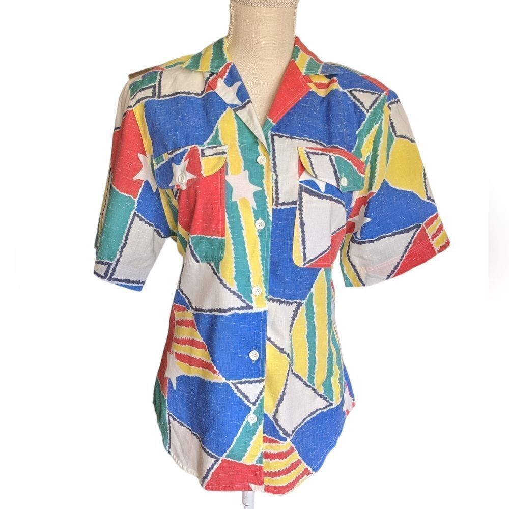 ‎Lady Arrow vintage Rainbow abstract print top